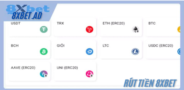 Rút tiền 8xbet qua tiền mã hóa